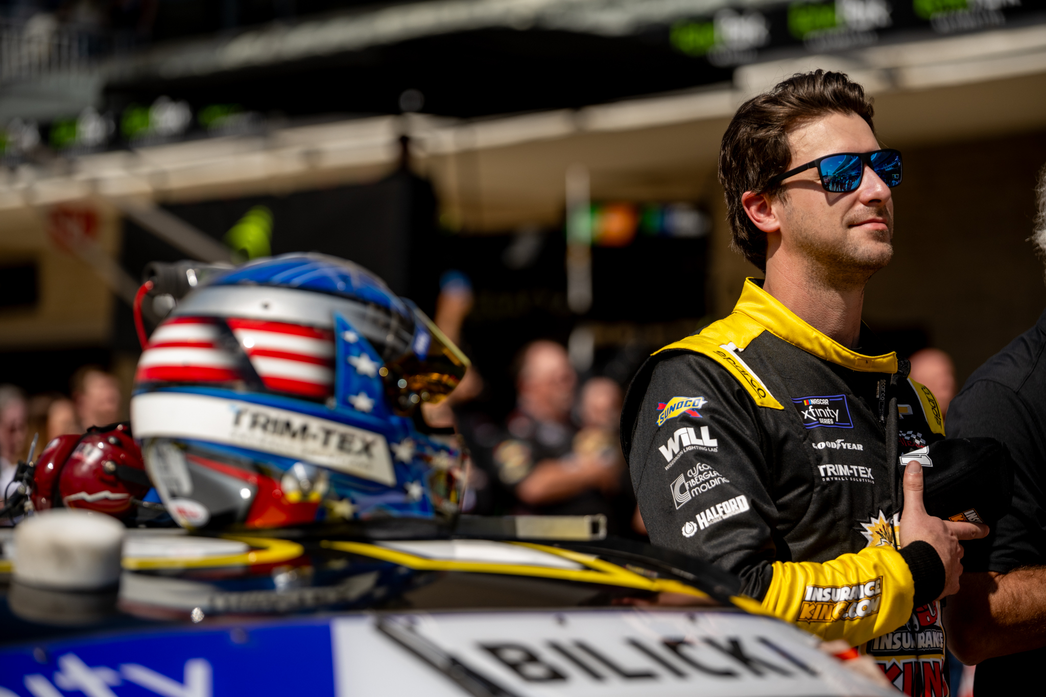 "Josh Bilicki in the No. 91 Insurance King Chevrolet, preparing to start the 2025 NASCAR Xfinity Series race at Circuit of The Americas." Josh Bilicki vs. Kris Wright